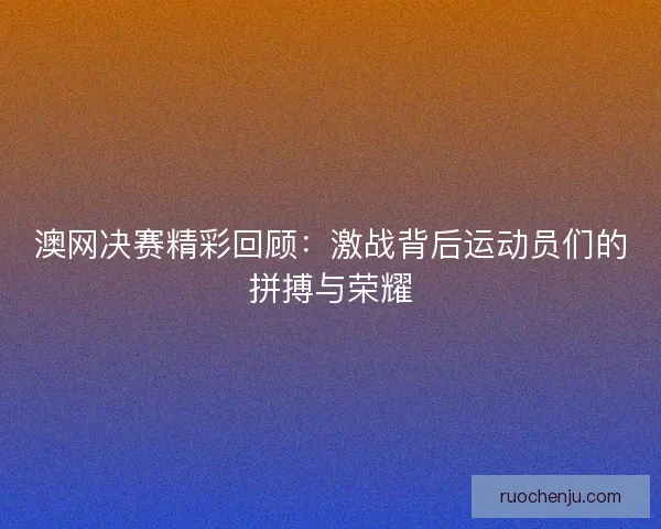 澳网决赛精彩回顾：激战背后运动员们的拼搏与荣耀